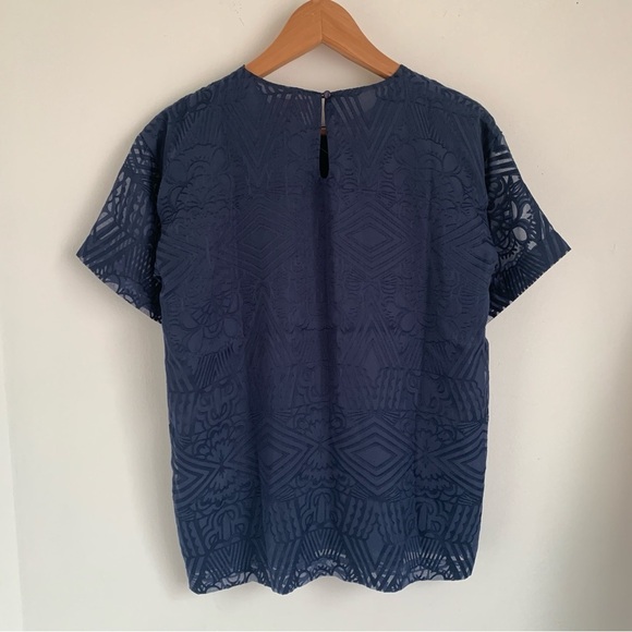 Joe Fresh Navy Burnout Blouse - Picture 3 of 5